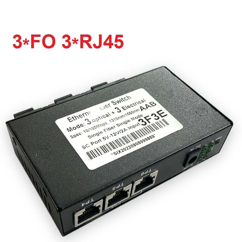 Media Converter Fiber Ethernet Switch 3F3E Optik 3 SC 3 RJ45 Fiber Transceiver 3O3E dengan Adapter