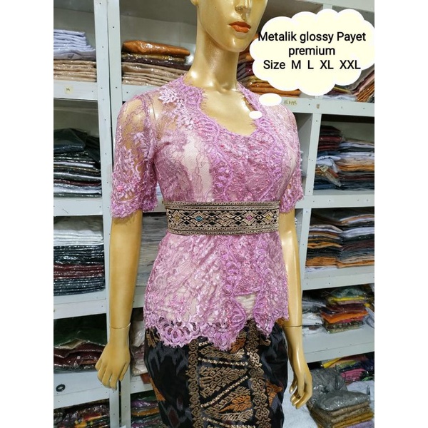 Kebaya Jadi Brokat Prancis Metalic Glossy Payet Premium