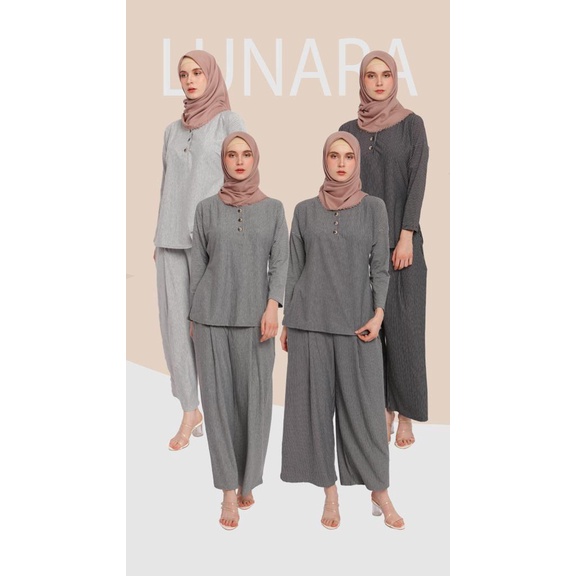 Lunara Homey Set Stelan atasan bawahan daily / setelan untuk di rumah santai jalan ukuran all size bahan kaos nyaman adem