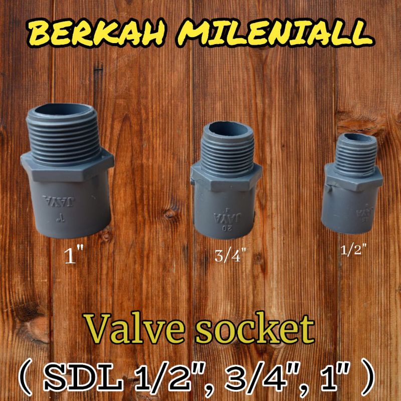 Jual Valve socket PVC Jaya TS 3/4" inch Fitting pipa SDL sok drat