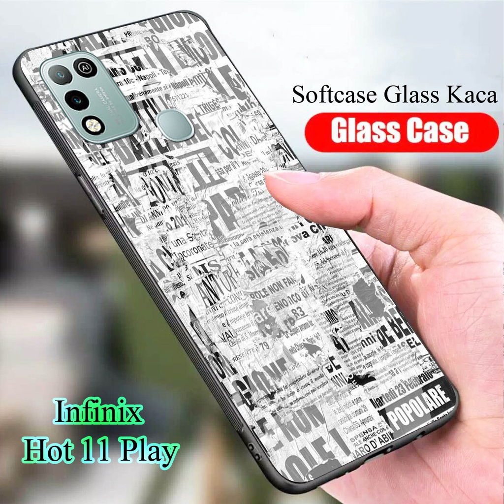 Softcase Glass Kaca for INFINIX HOT 11 PLAY - Case Handphone  INFINIX HOT 11 PLAY [T75]