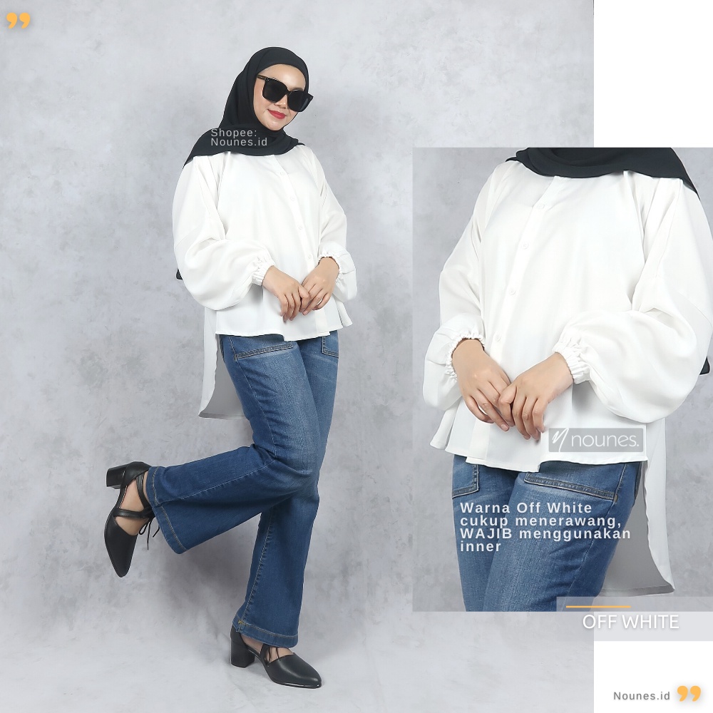 Nounes Amanda Shirt Oversized Tangan Balon Dropshoulder LD 115