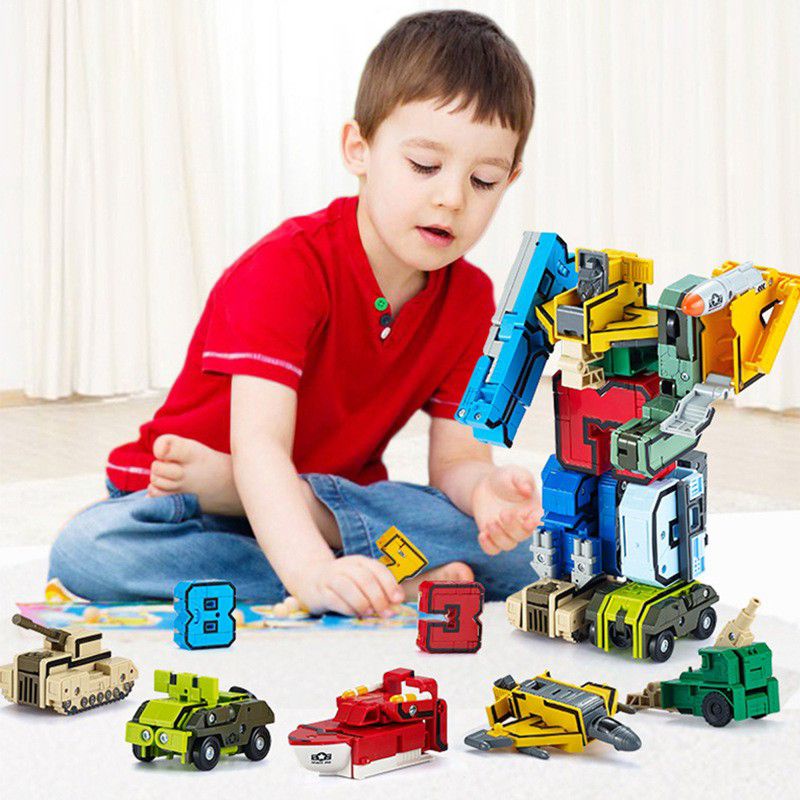 MAINAN EDUKASI ANAK ROBOT ANGKA 0 - 9 BLOCK BONGKAR PASANG ROBOT MORPHERS