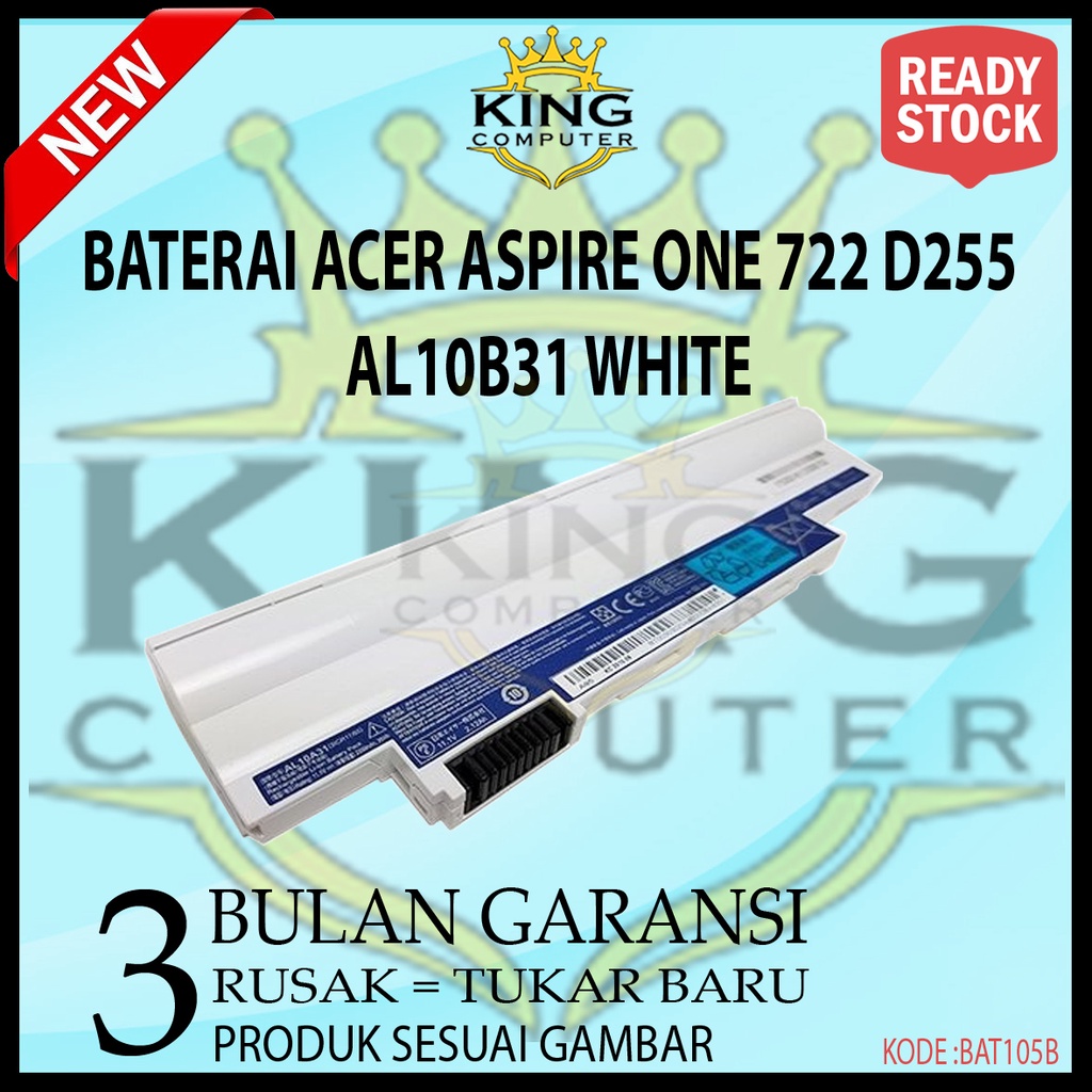 Batre Baterai Acer Aspire One 722 D255 D257 D260 D270 - Putih