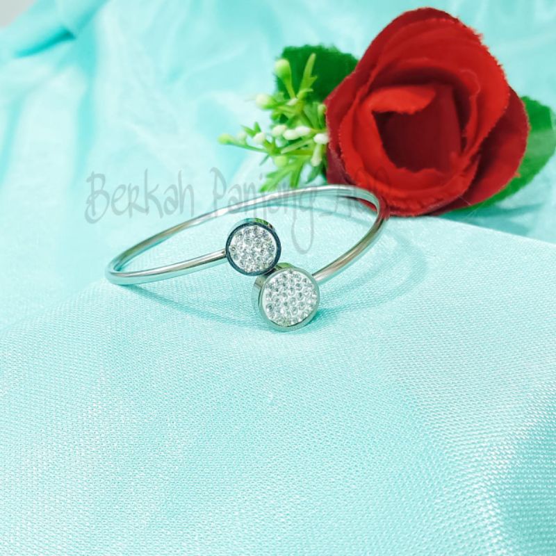 GELANG TITANIUM KESEHATAN BVL DIAMOND perhiasan super berkelas fashion korea anti karat dan anti luntur