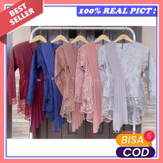 Stelan Adat Modern Oneset Wanita Formal Kebaya Wisuda Kondangan Set Brokat Elegan Stelan Brukat Keki