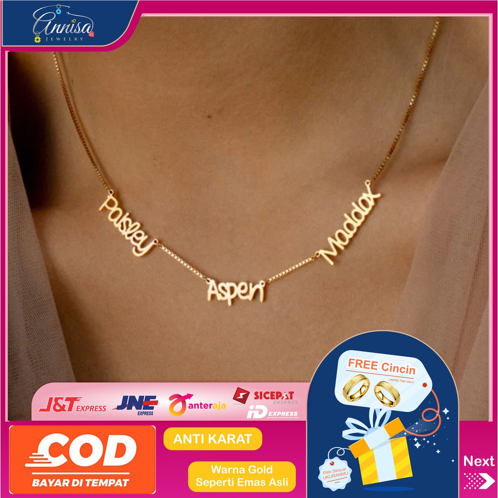 kalung Titanium bisa 3 nama elegan anti karat fashion pwanita