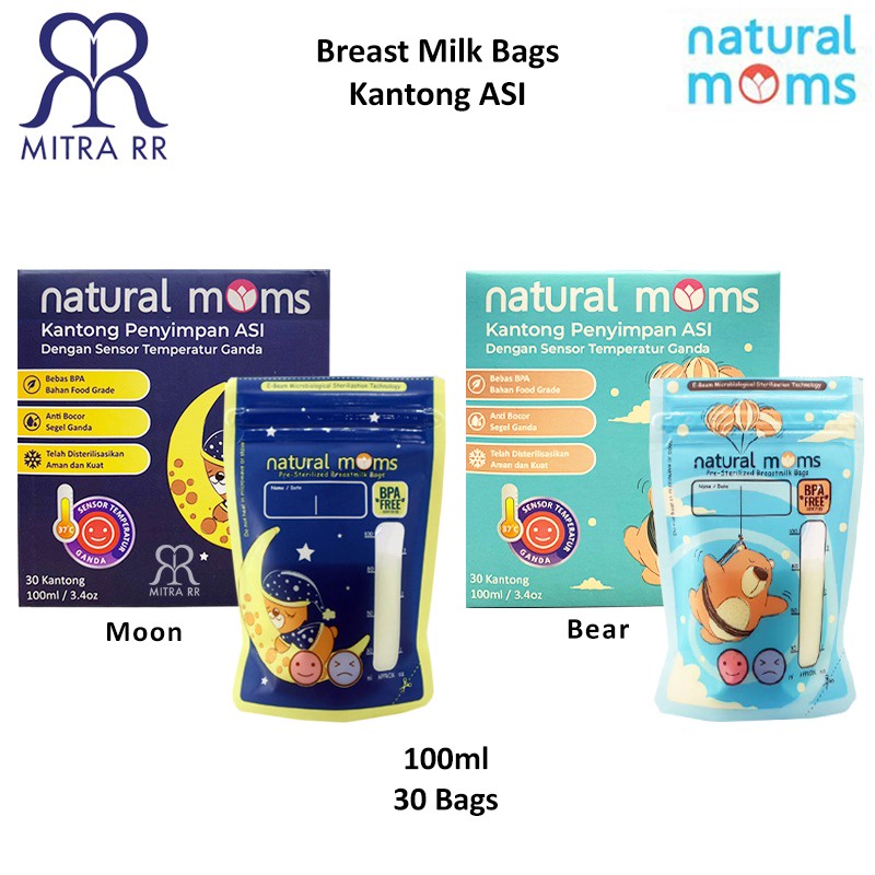 Natural Moms Breastmilk Storage Bags 100 Ml / 120 Ml / 150 Ml - Kantong Plastik ASI Natural Mom