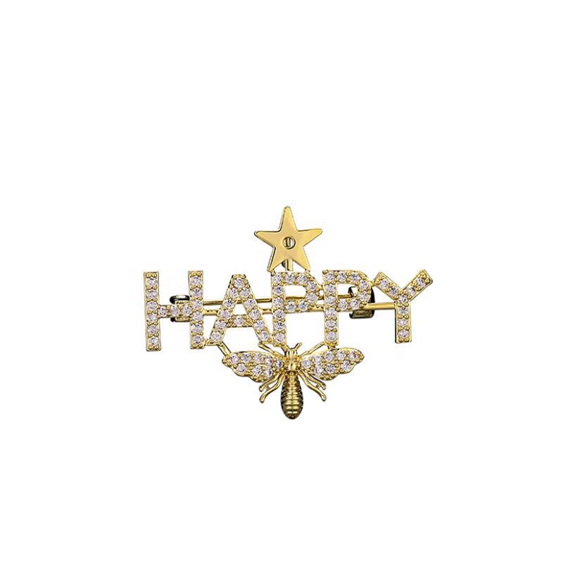 Bros Pin Bentuk Lebah Motif Tulisan Unik Untuk Wanita