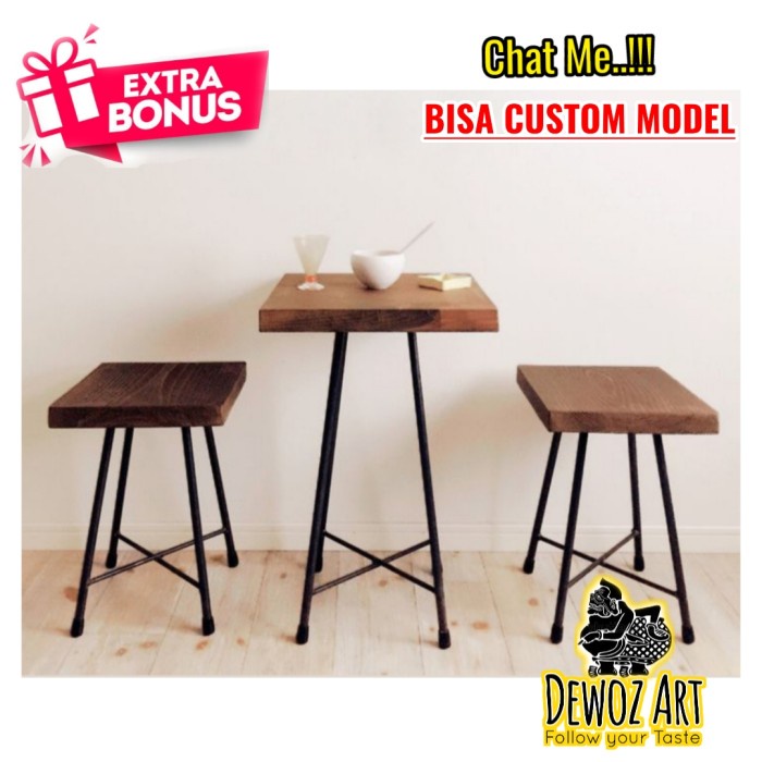 Meja Bar 1 Set Meja Cafe Custom - Furniture Industrial