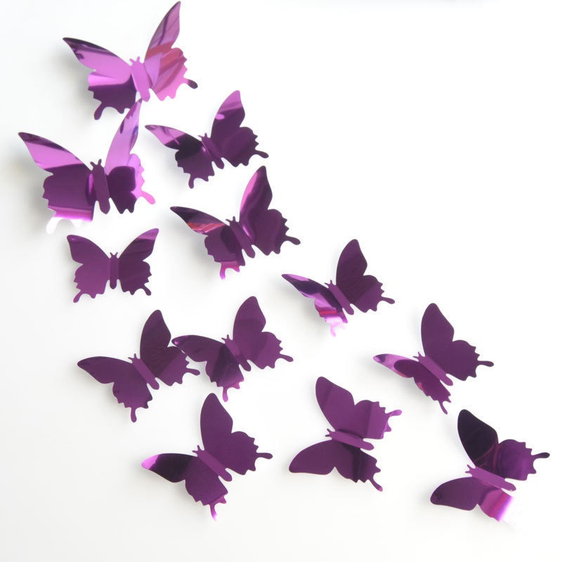 3D Butterfly Wall Sticker Hiasan Dinding Kupu Kupu Cermin Kupu kupu Dekorasi Kaca Kupukupu butterfly Mirror Wall Sticker set 12 pcs Buttefly Hiasan Dinding butterfly Tiga -Dimensi Pet Mirror