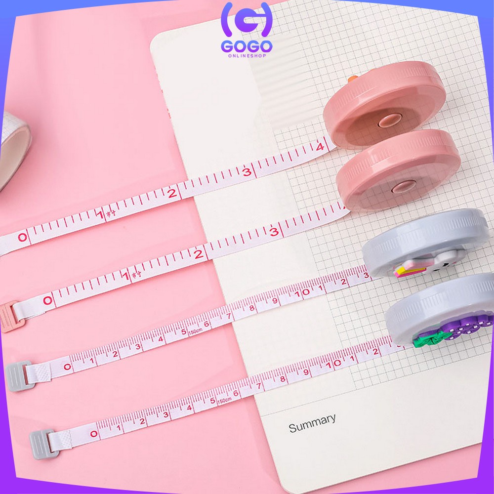 GOGO-C642 Meteran Gulung Mini Karakter Lucu 150CM Praktis Portabel / Meteran Baju Motif Doubel Side Pocket Ruler Tailoring Tape