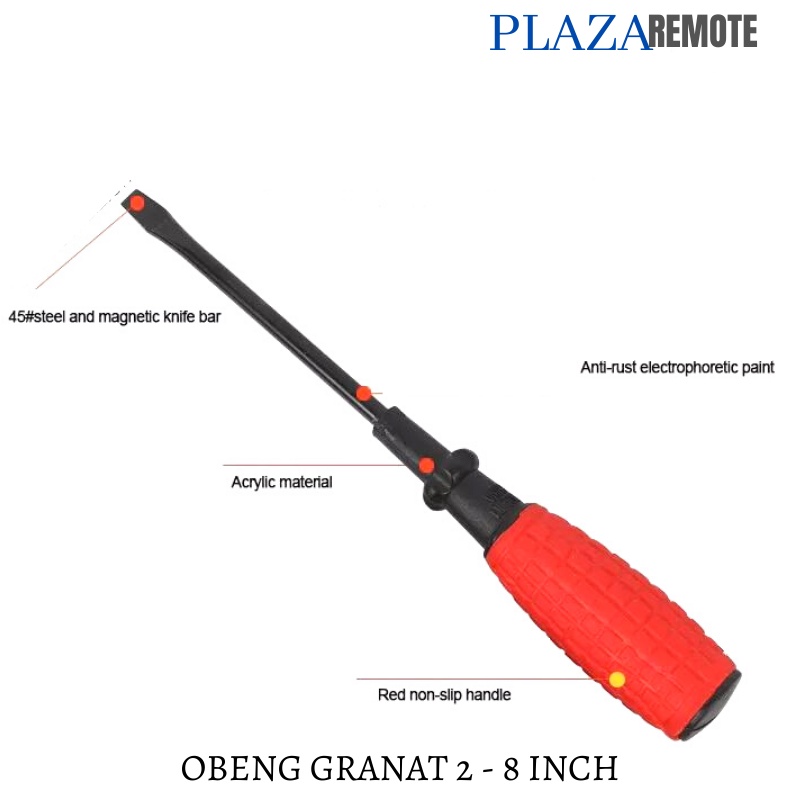 OBENG KARET MERAH 6 INCH SCREWDRIVER PLUS DAN MINUS