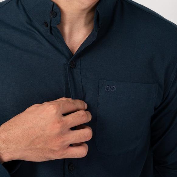 BROODIS Kemeja Polos Basic Slimfit Broodis Navy Long - L