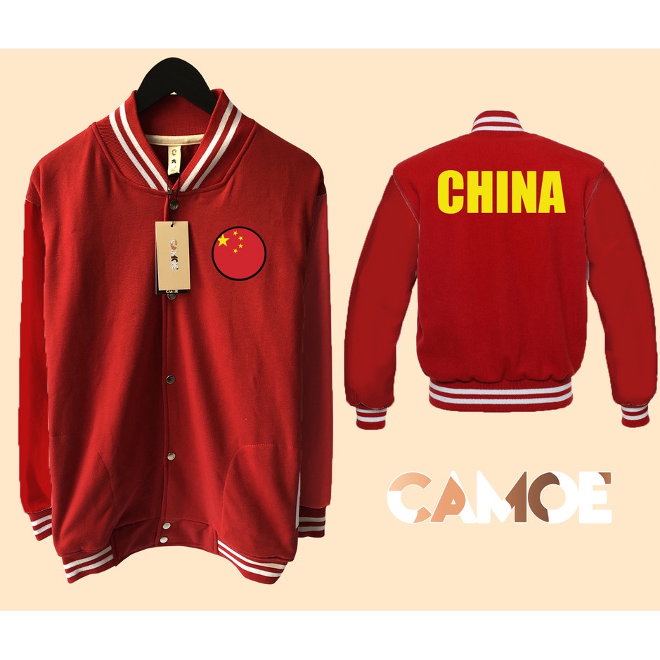 Jaket Varsity Premium CAMOE China Flag Bendera Cina