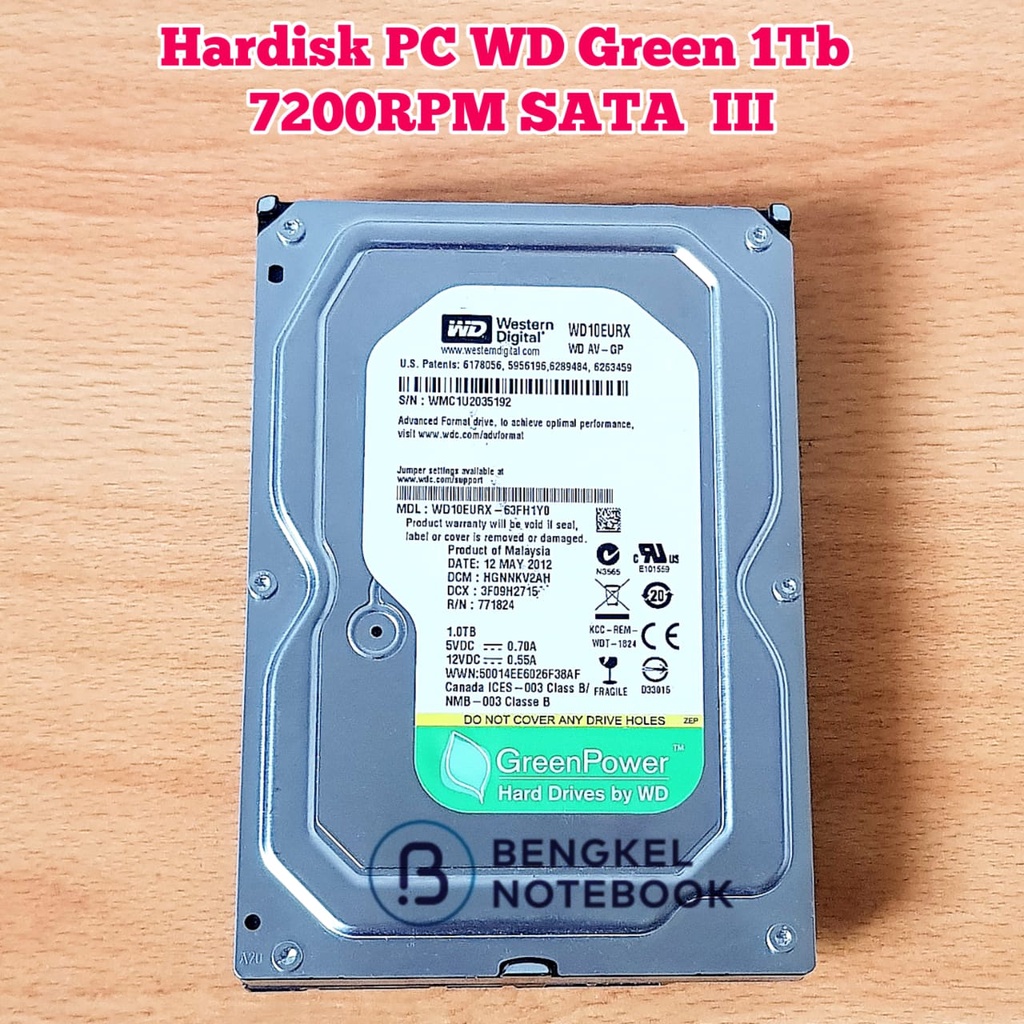 Hardisk HDD PC WD GREEN 1TB 1000GB SATA III