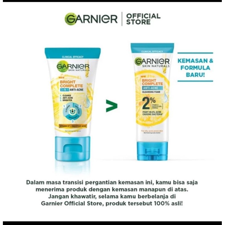 Garnier Bright Complete 3 in 1 anti acne facial wash 100 ml