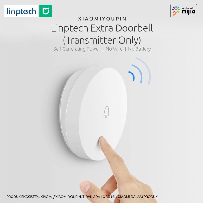 [Transmitter] Xiaomi Linptech Wireless Doorbell No Kabel No Baterai Cod