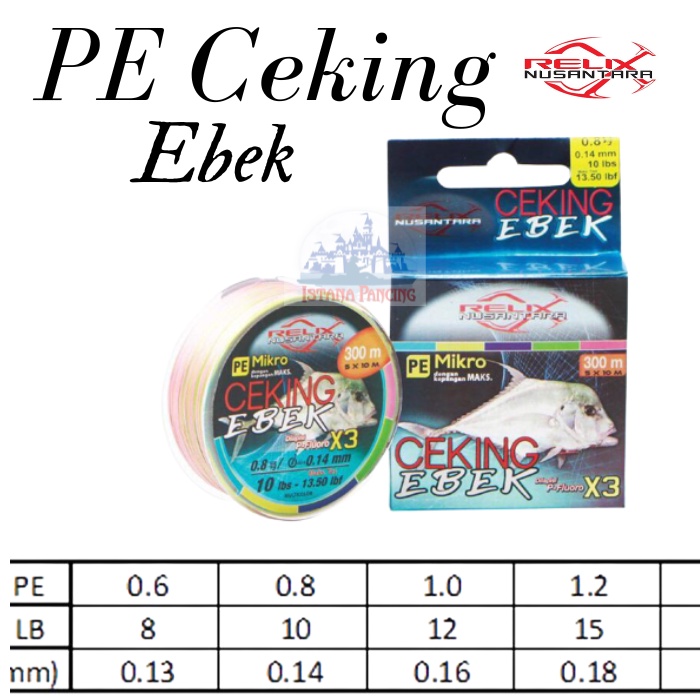 Benang PE Ceking Ebek 300M 8lb, 10lb, 12lb, 15lb, 20lb