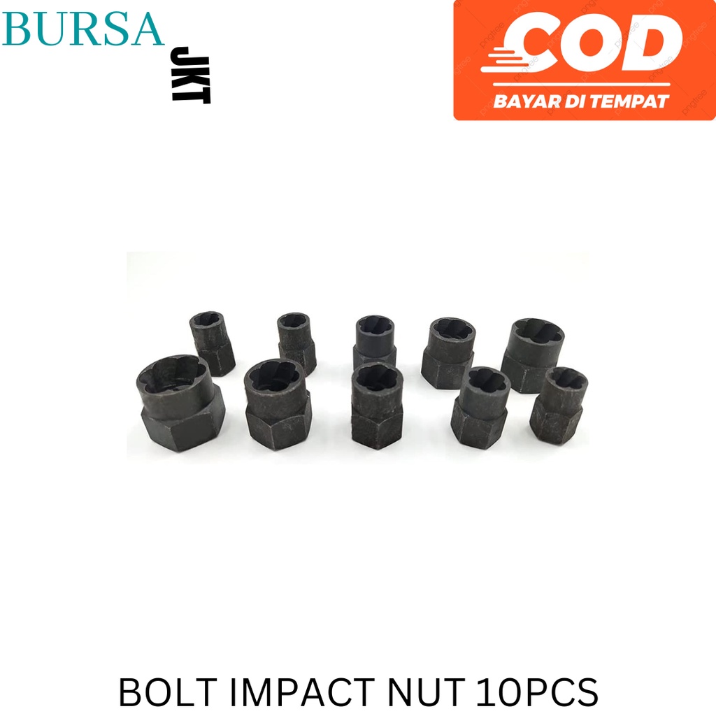 Impact Bolt set 10pcs Screw Remover Extractor Metal Box COD