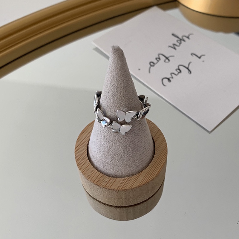 Cincin Model Terbuka Desain Kupu-Kupu Geometris Dapat Disesuaikan Gaya Vintage Minimalis Untuk Wanita