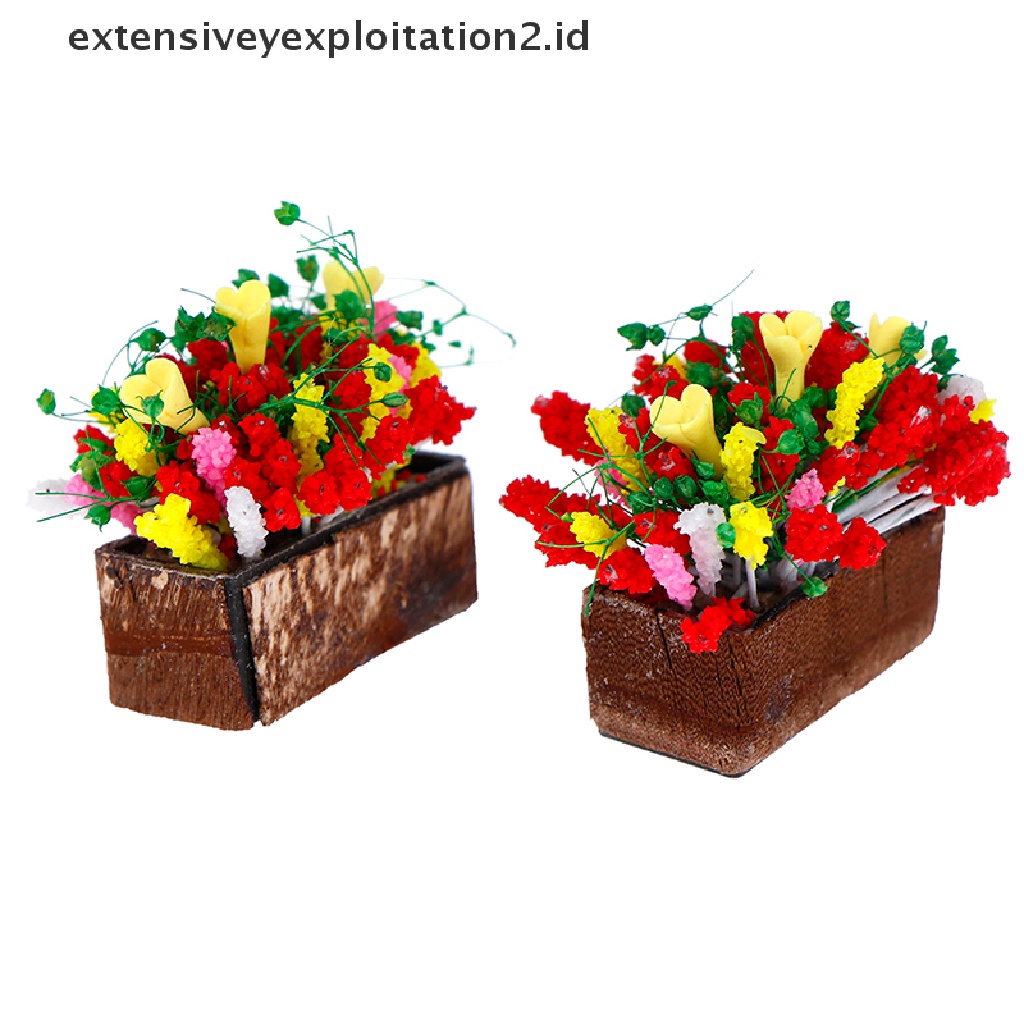 Mainan Miniatur pot Bunga Warna-Warni Untuk Aksesoris Taman Rumah Boneka 1 / 12