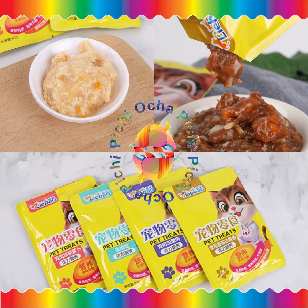 JUMBO Pouch Cat Snack 80gram Treat Wet Real Food Pasta makanan Cemilan Kucing dan Anak Kucing