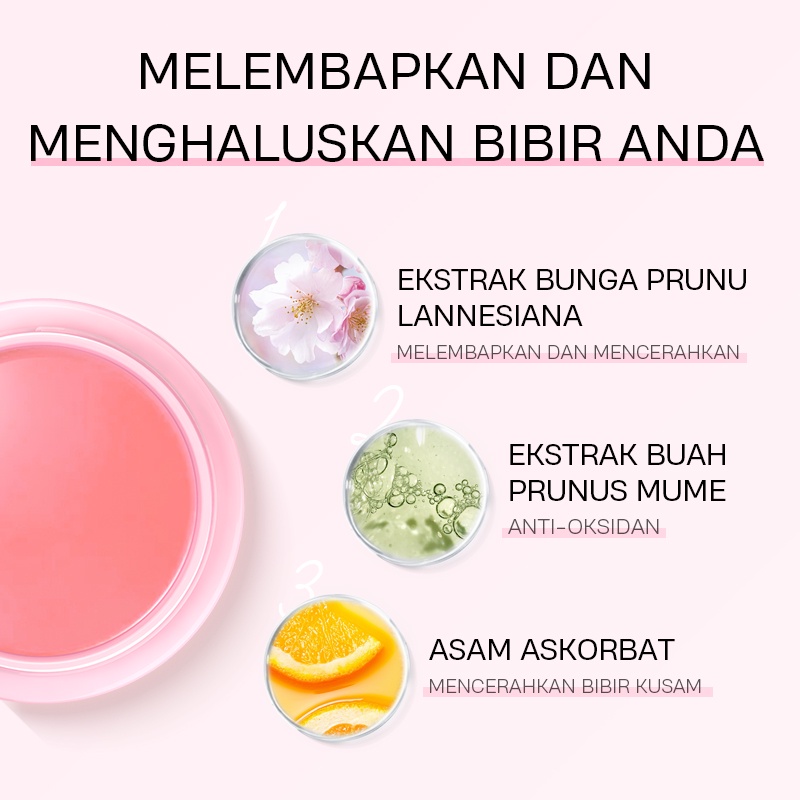 LAIKOU Sweet Strawberry Lip Mask Pemutih Kerutan Lip Balm Pelembab 18g