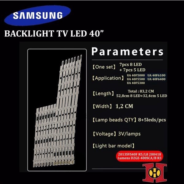 Backlight TV Samsung 40 Inch UA40F5000 5500 5300 6100 6400