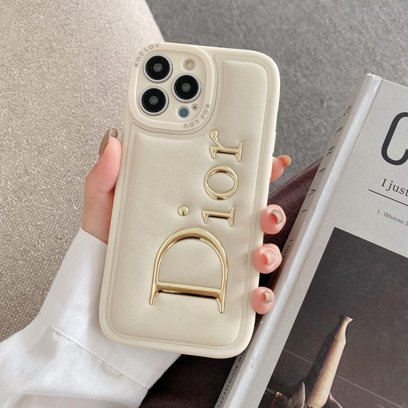 Case Handphone Wanita Bahan Kulit Warna Hitam Untuk iPhone 11 12 13 14 Pro Max 14 Plus DIOR