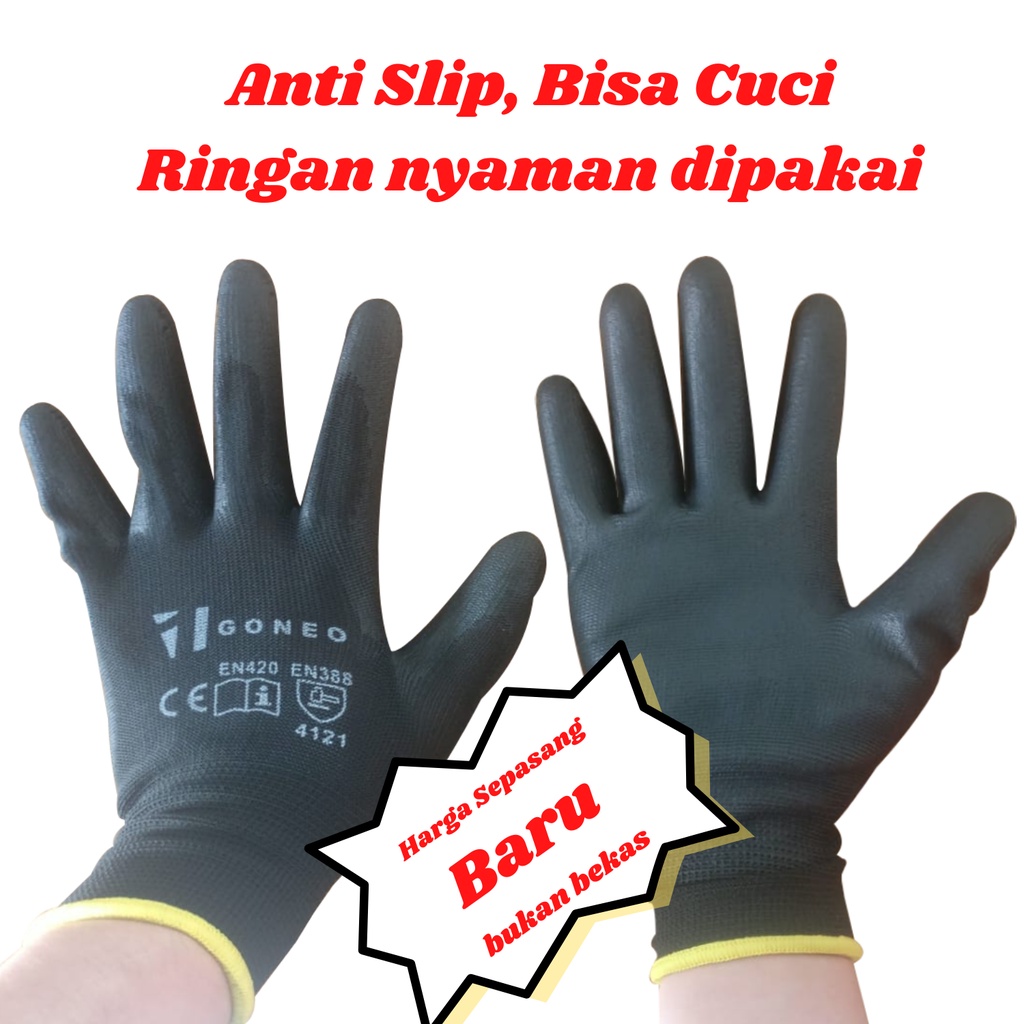 Sarung Tangan Kerja Mekanik/Proyek Safety EN420 EN388 Palm Fit Polyurethane (PU) Coating Industri