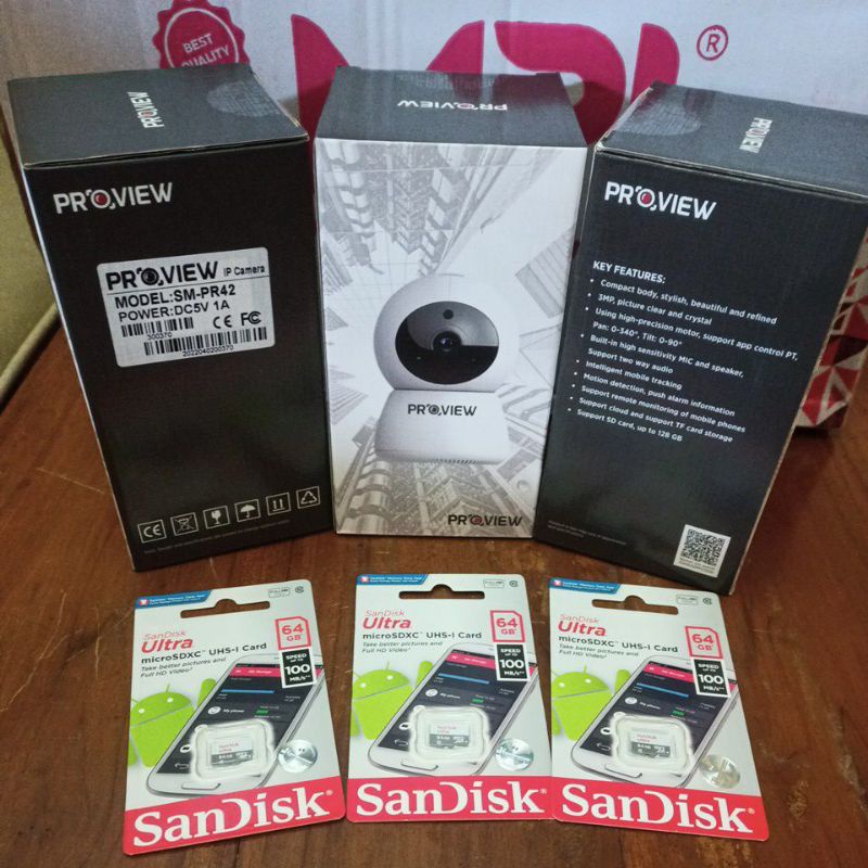 cctv proview IP camera baby cam 3mp model sm-pr42 plus memory scandisk 64gb
