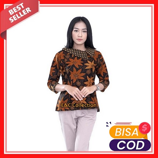 Atasan Batik Wanita Blouse Batik Remaja Lengan Panjang Blouse Atasan Batik Pekalongan Moscrep Atasan