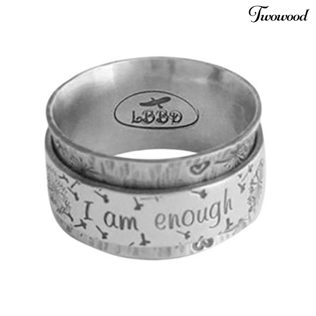 Cincin Pasangan Desain Tulisan I Am Enough Loyal Love Gaya Retro Untuk Hadiah Anniversary