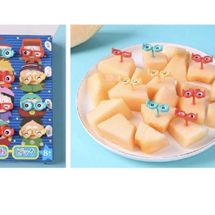 8 pc Tusukan Bento Tools Garpu Buah KACAMATA FoodPicks Dekorasi Japan