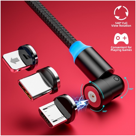 540º Magnetic Cable Micro Usb Type C Magnet Charging Cable For Samsung IP Universal Rotation Cable