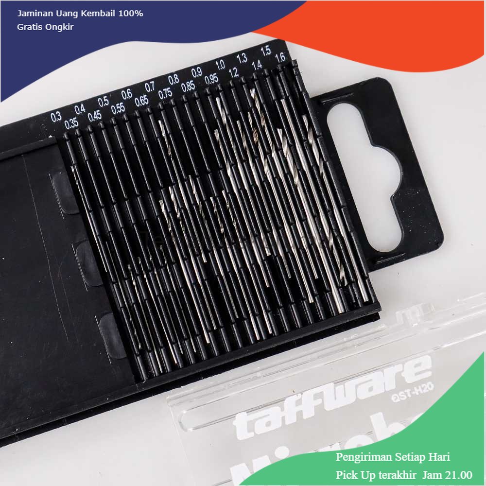 TD - PR2 Taffware Microbox Mata Bor Drill HSS Twist Drill Bit 0.3-1.6mm 20PCS - QST-H20