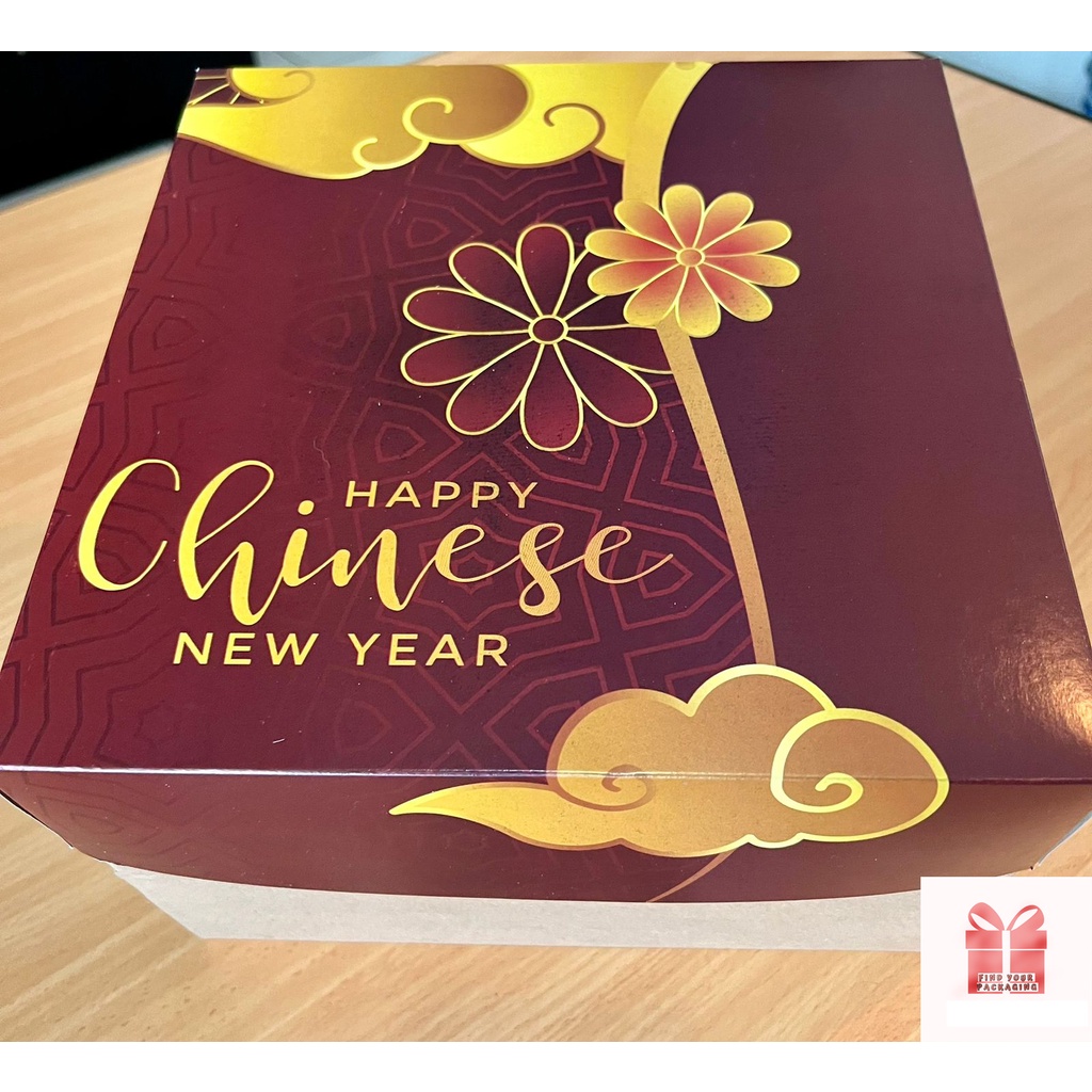 

( 2pcs ) Kotak Parcel Chinese New Year Box CNY Kemasan Kue Bolu Lapis Legit Imlek Sincia Ukuran 25x25 cm