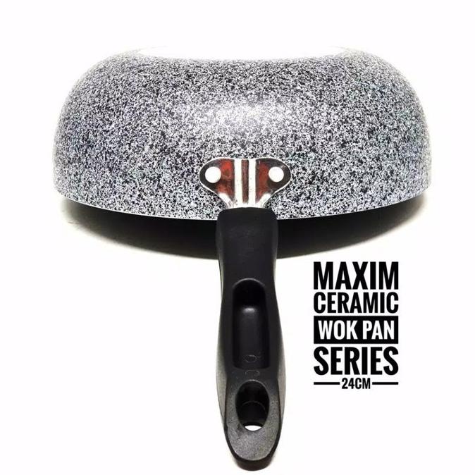 Maxim Neostone Deep Wok Marble Ceramic Wajan Penggorengan Anti Lengket