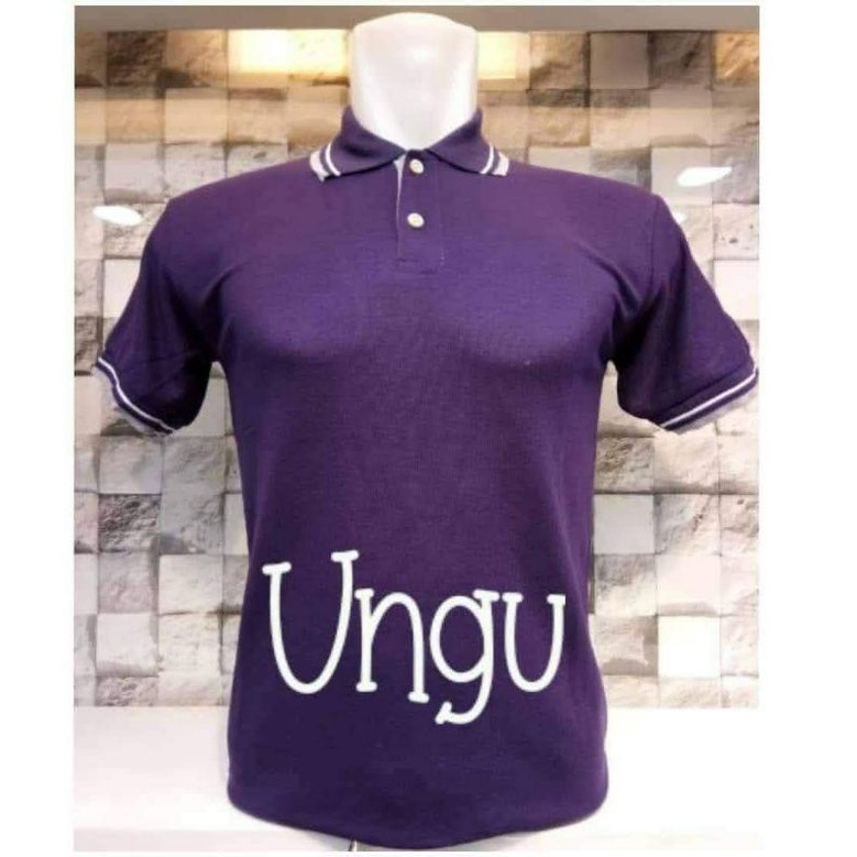 kaos kerah pendek ungu lis/kerah dewasa pria/wanita MLXLXXL