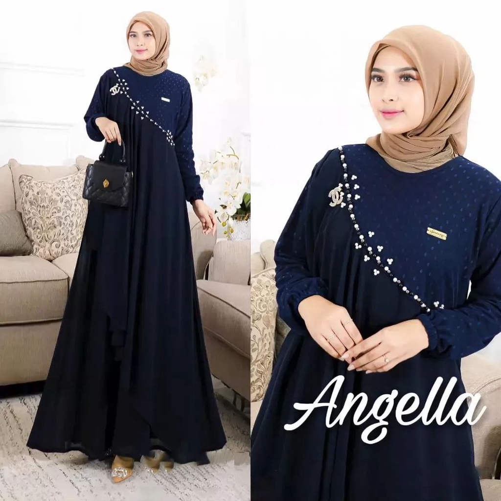 Angella Maxy Dress Wanita Dress Maryam, Bahan Crinkle airflow premium, LD 110 PB 140