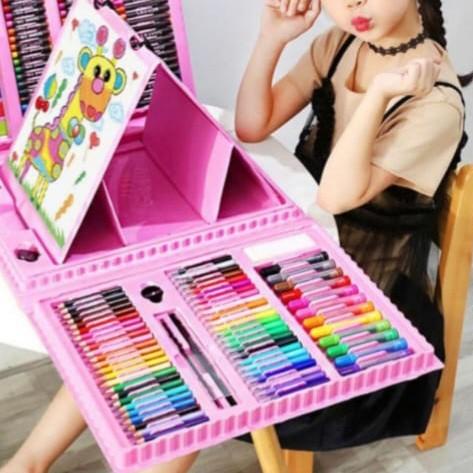

Crayon anak set isi 208 pcs / Alat lukis set anak 208 pcs - Biru