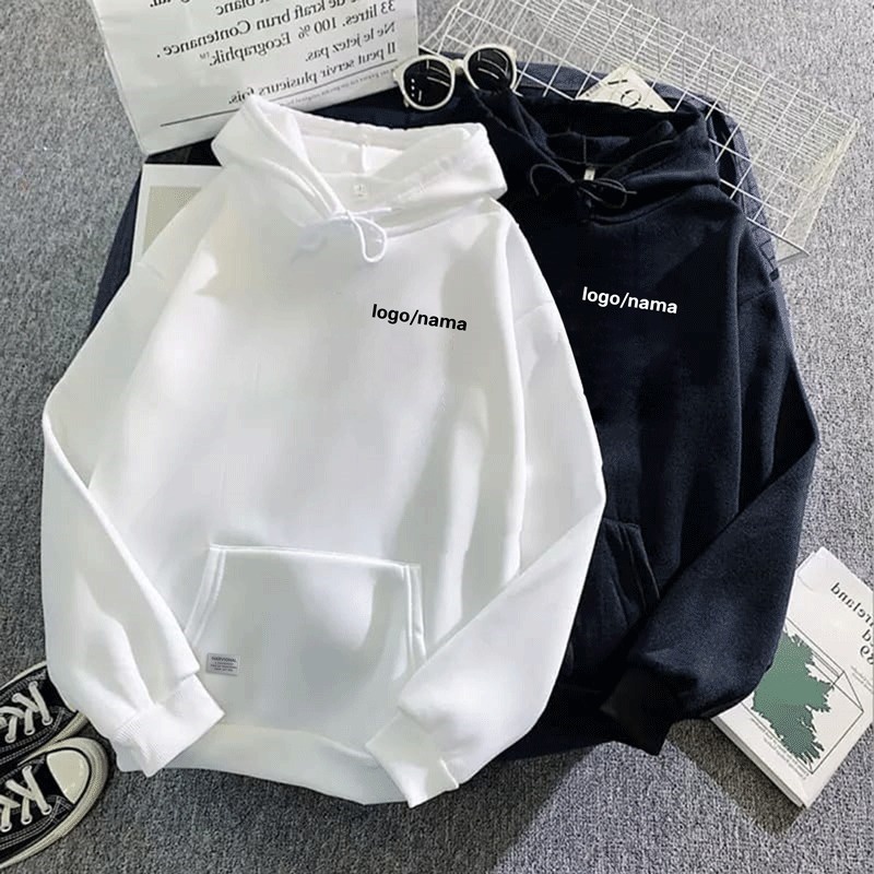 Parisdivarious Sweater Hoodie Jemper Couple Custom Nama Belakang Gambar Bahan Fleece Size S - XXL (Pria &amp; Wanita)