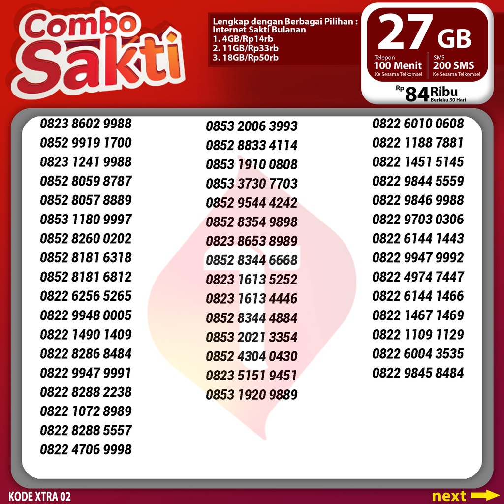 Nomor Cantik Kartu sakti 30gb 75rb Nomor Cantik Sakti 30gb 75rb simpati loop as
