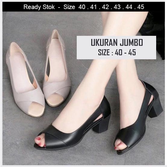 ALN - Sepatu Pantofel Formal Wanita Ukuran Super Jumbo Besar | Big Size 41 42 43 44 45 | Sepatu Pantopel Kerja Kantor Cewek Import - Q115