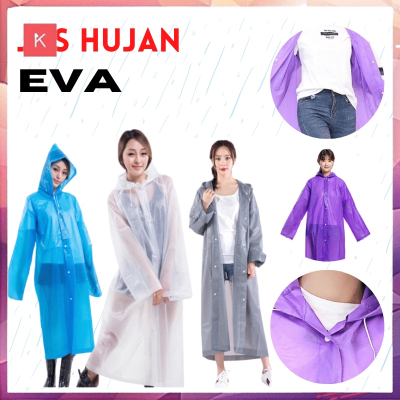 ANG JAS HUJAN EVA RAINCOAT POLOS TOPI TEBAL KARAKTER HOODIE TRANSPARAN DEWASA