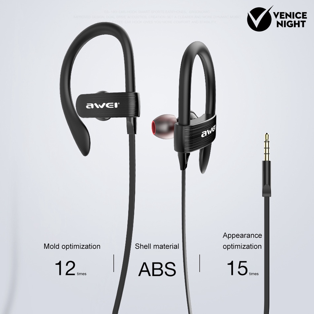 (VNEP) (Berkabel) ES-160i Ponsel Earbud In-ear 3D Earhook TPE 3.5mm Antarmuka Earphone untuk Komputer