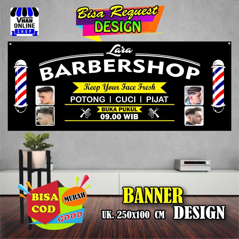 Jual Spanduk Banner Barber Shop, Jasa Pangkas Rambu, Keren Simple ...