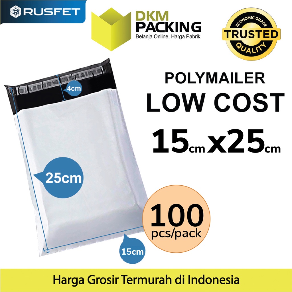 

Plastik Polymailer PACK LOW COST Amplop Polimailer PUTIH 15x25 RUSFET