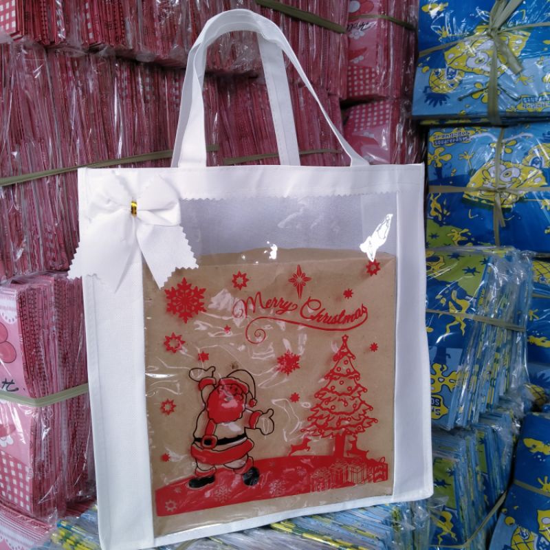 tas mika spunbond NATAL TEBAL 75 GSM Goodie bag souvenir bingkisan Christmas